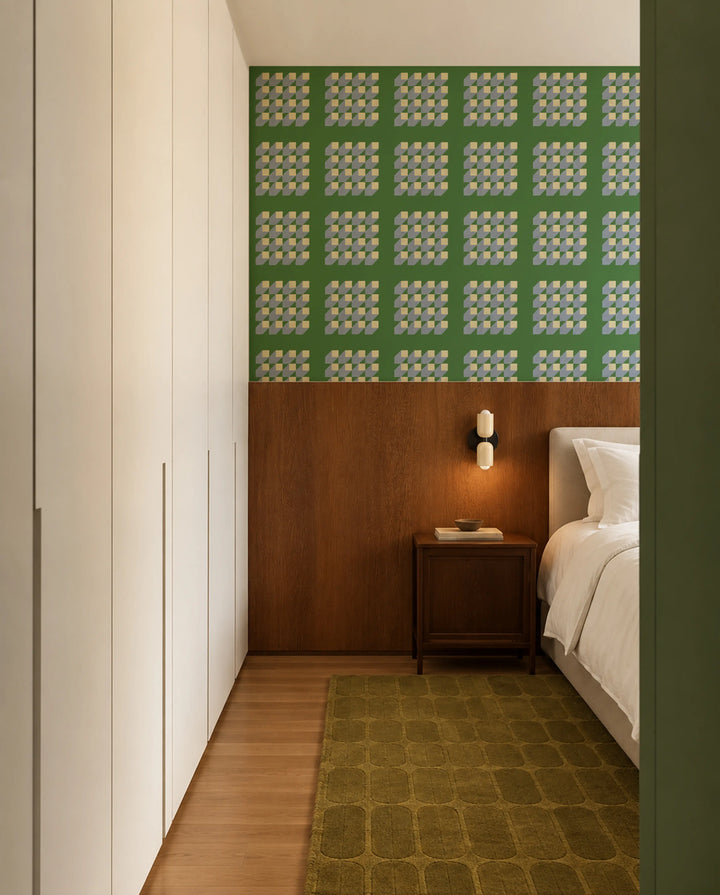 Cubed - Emerald Periwinkle Wallpaper