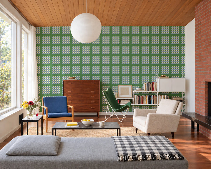 Cubed - Emerald Periwinkle Wallpaper
