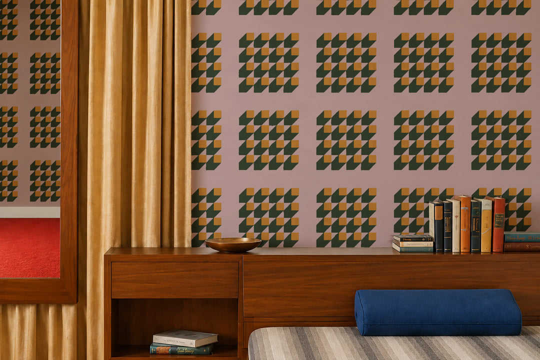 Cubed - Mauve Pink Wallpaper