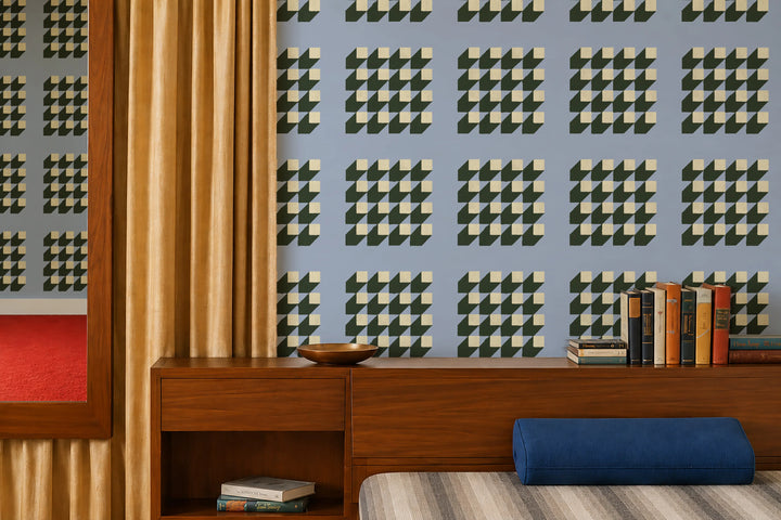 Cubed - Periwinkle Blue Wallpaper
