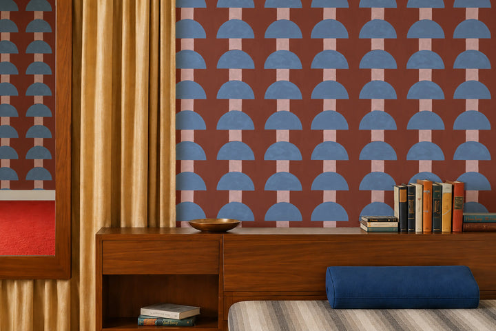 Mop Top - Blue Merlot Wallpaper