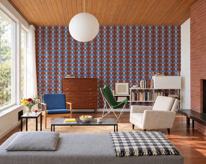 Mop Top - Blue Merlot Wallpaper