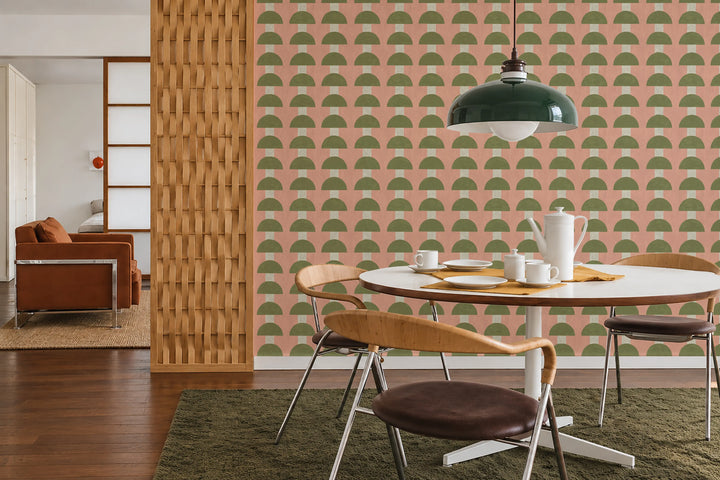 Mop Top - Pink Olive Wallpaper