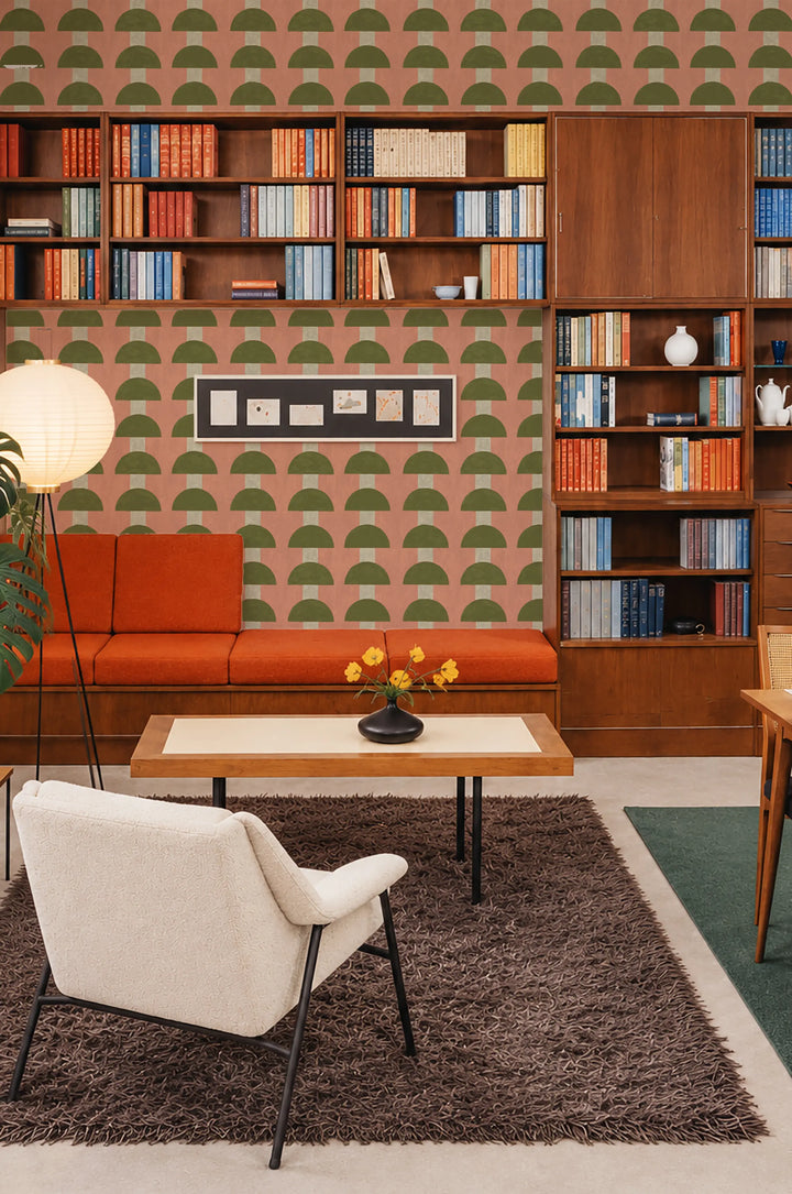 Mop Top - Pink Olive Wallpaper