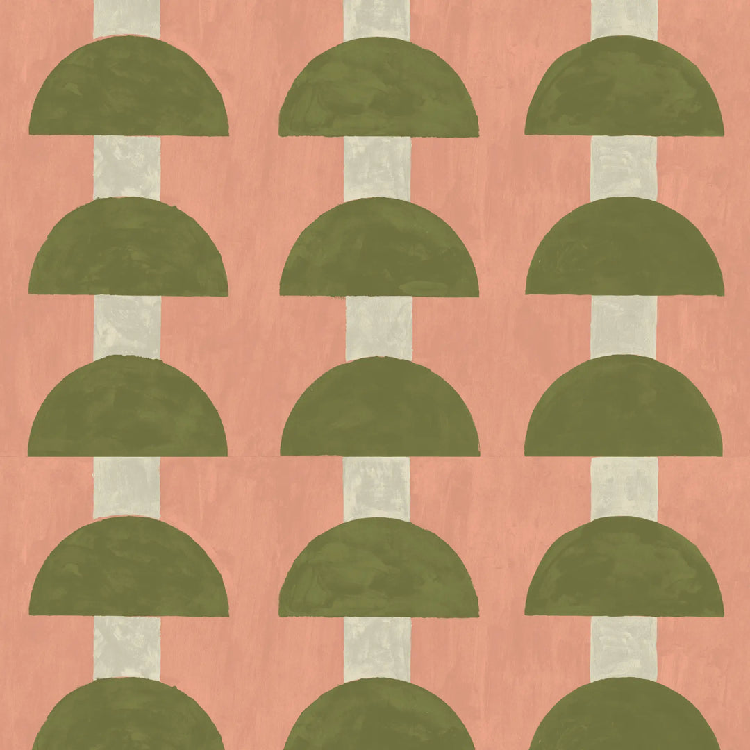 Mop Top - Pink Olive Wallpaper