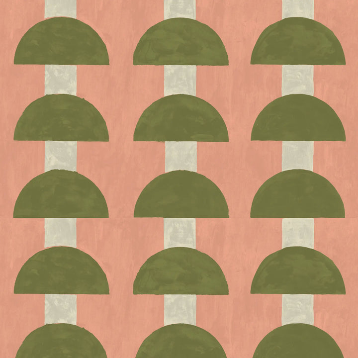 Mop Top - Pink Olive Wallpaper