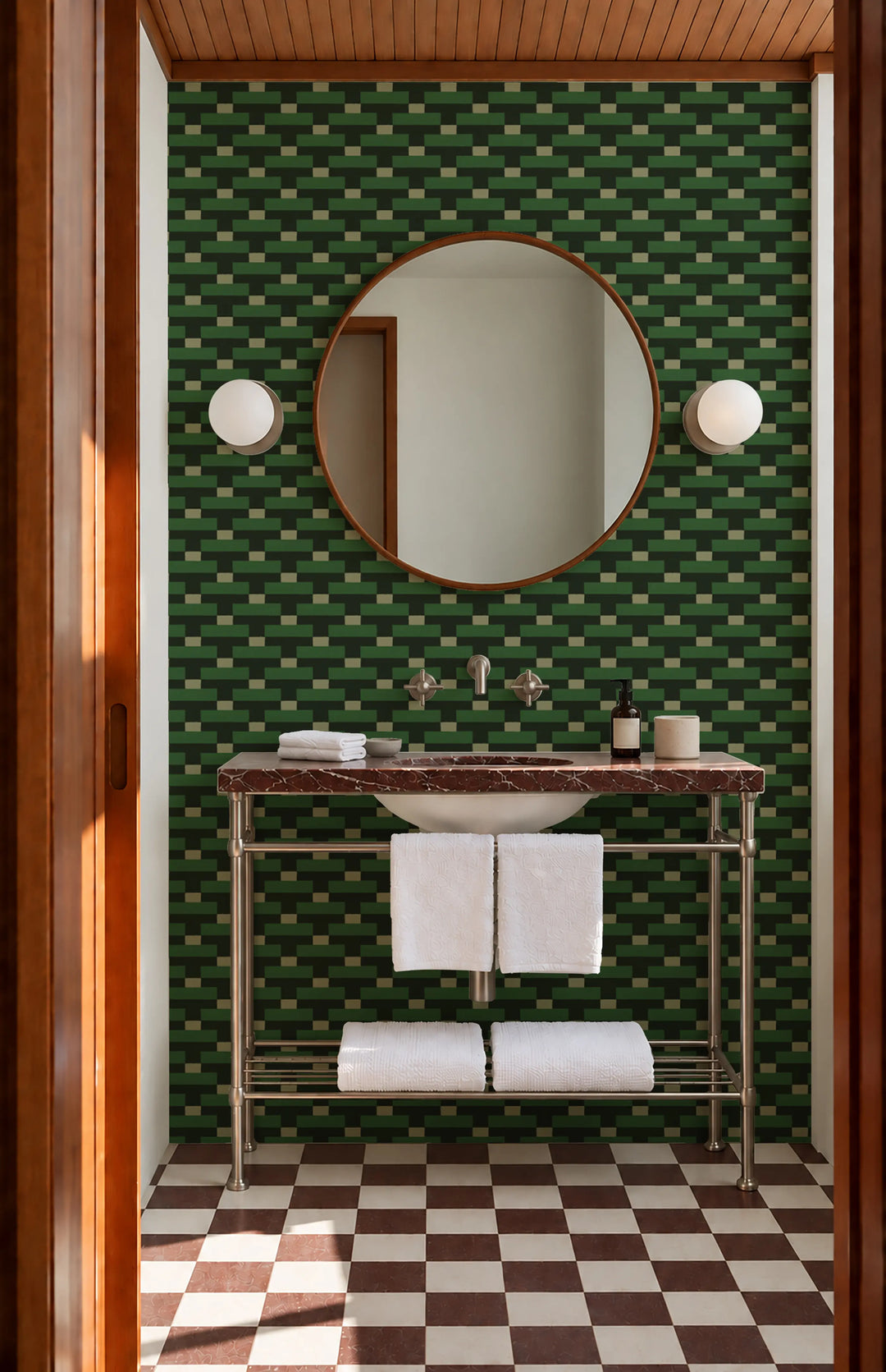 Over Under - Emerald Green Wallpaper