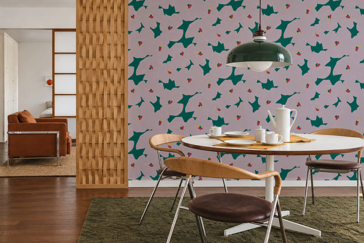 Pressed Poppies - Plum Lagoon Wallpaper