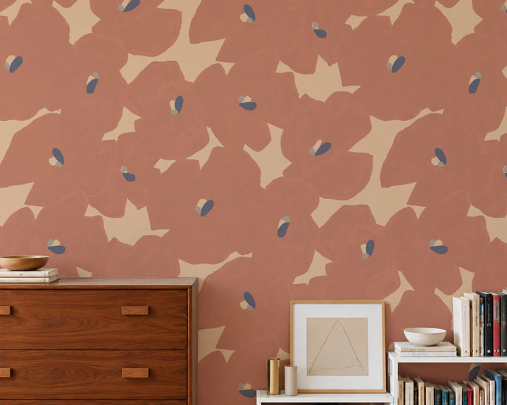 Pressed Poppies - Spiced Orange Wallpaper