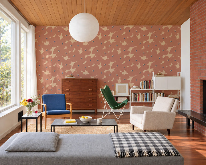 Pressed Poppies - Spiced Orange Wallpaper