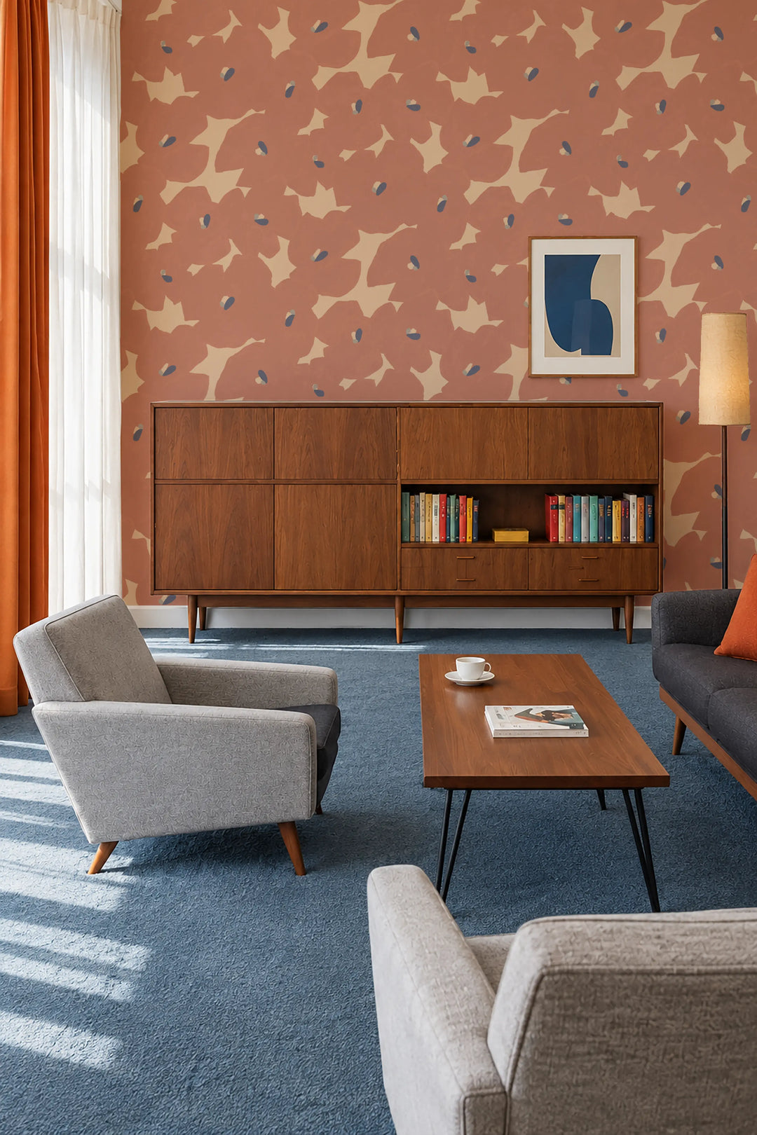 Pressed Poppies - Spiced Orange Wallpaper