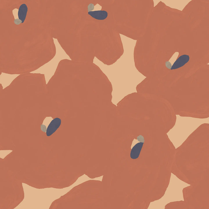 Pressed Poppies - Spiced Orange Wallpaper