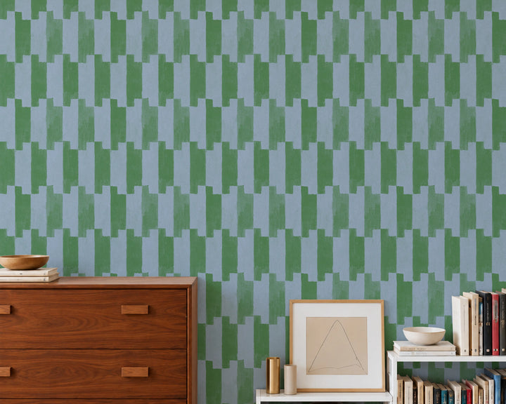Tally Up - Emerald Periwinkle Wallpaper