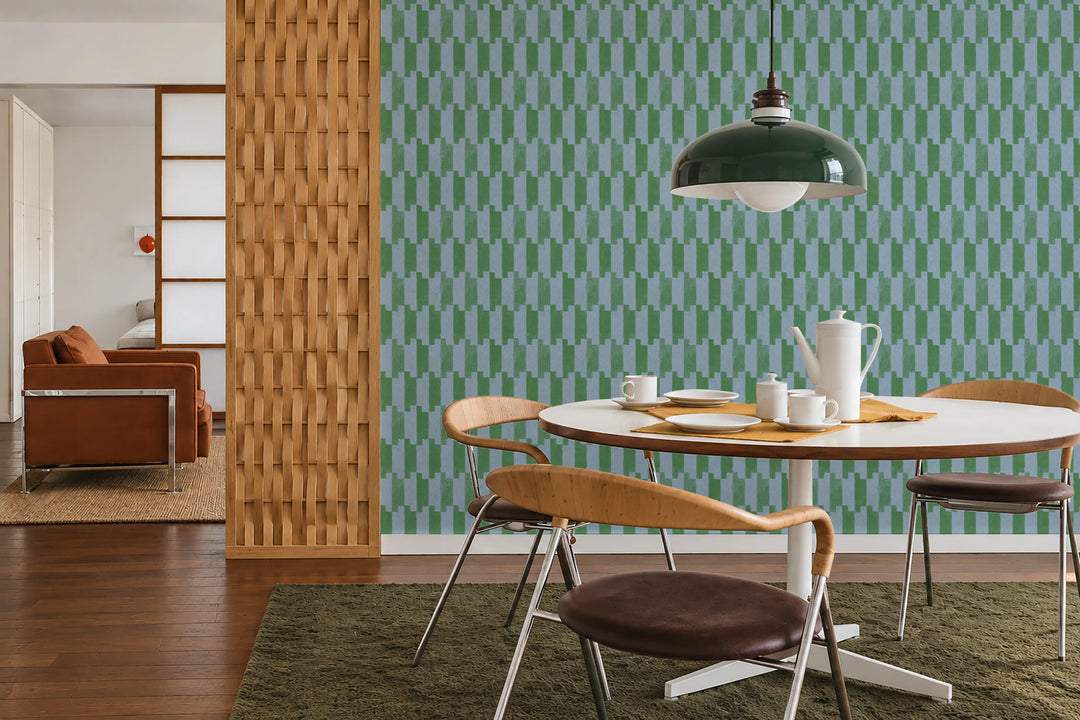 Tally Up - Emerald Periwinkle Wallpaper