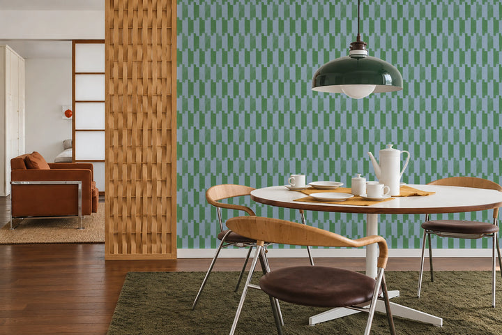 Tally Up - Emerald Periwinkle Wallpaper