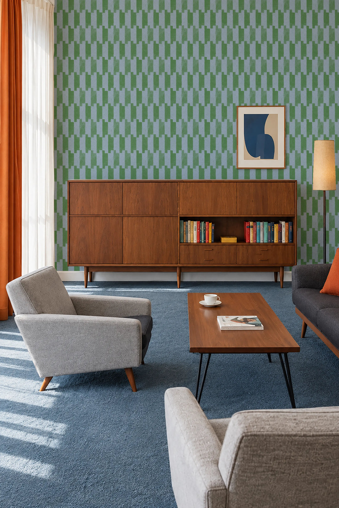 Tally Up - Emerald Periwinkle Wallpaper