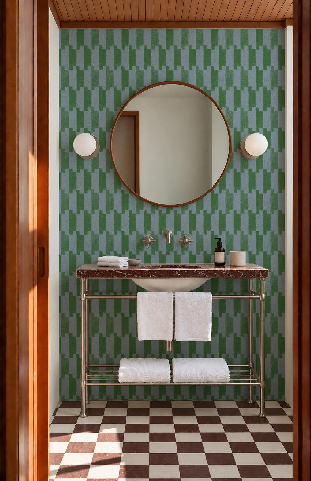 Tally Up - Emerald Periwinkle Wallpaper