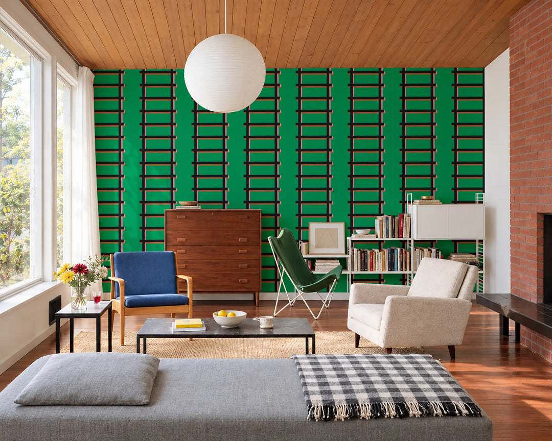 Tree House - Electric Green Wallpaper