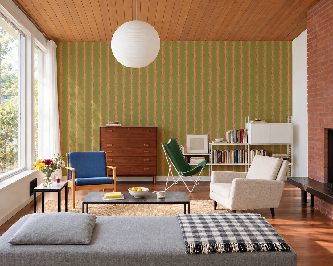Wink Stripes - Avocado Wallpaper