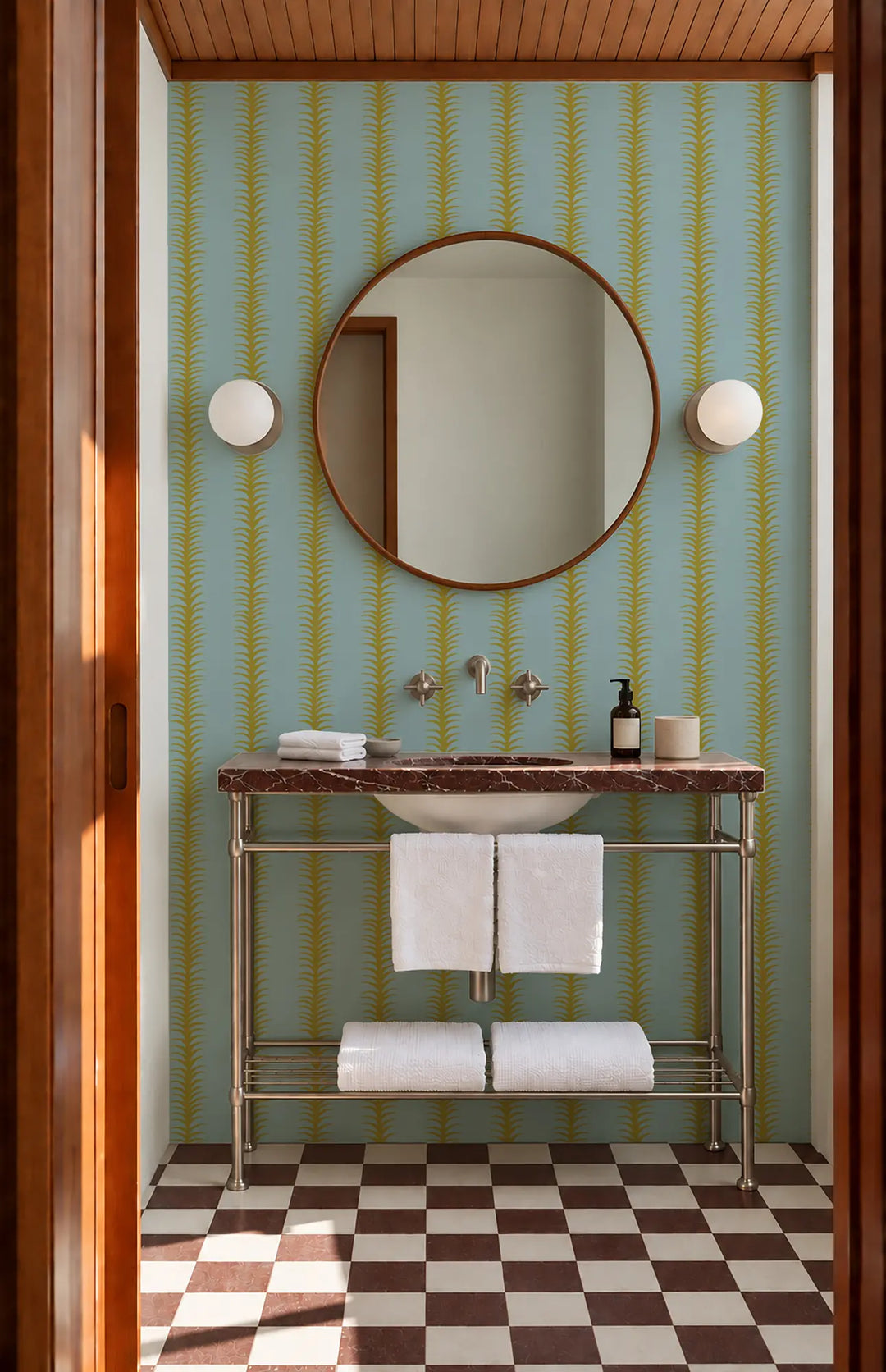 Wink Stripes - Sky Blue Green Wallpaper