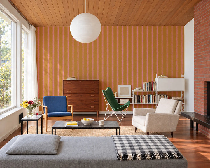 Wink Stripes - Spiced Orange Wallpaper