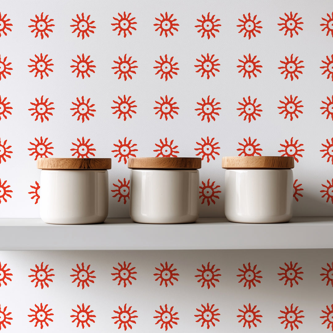 Here Comes the Sun - Cardinal Red Wallpaper by August Table
