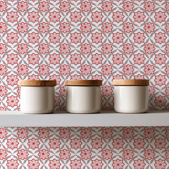 Seraphim - Red and Gray Wallpaper by August Table