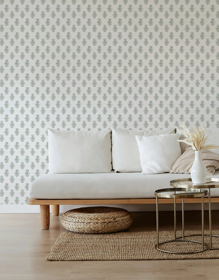 Talelayo - Light Blue and Green Floral Wallpaper by August Table