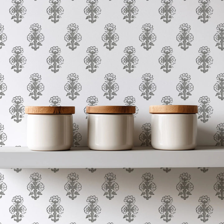 Talelayo - Tern Gray Floral Wallpaper by August Table