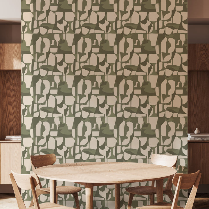 Abstract Attraction - Celery Olive Wallpaper by Blessed Little Bungalow