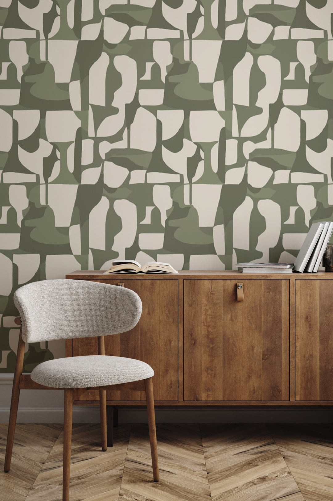 Abstract Attraction - Celery Olive Wallpaper by Blessed Little Bungalow