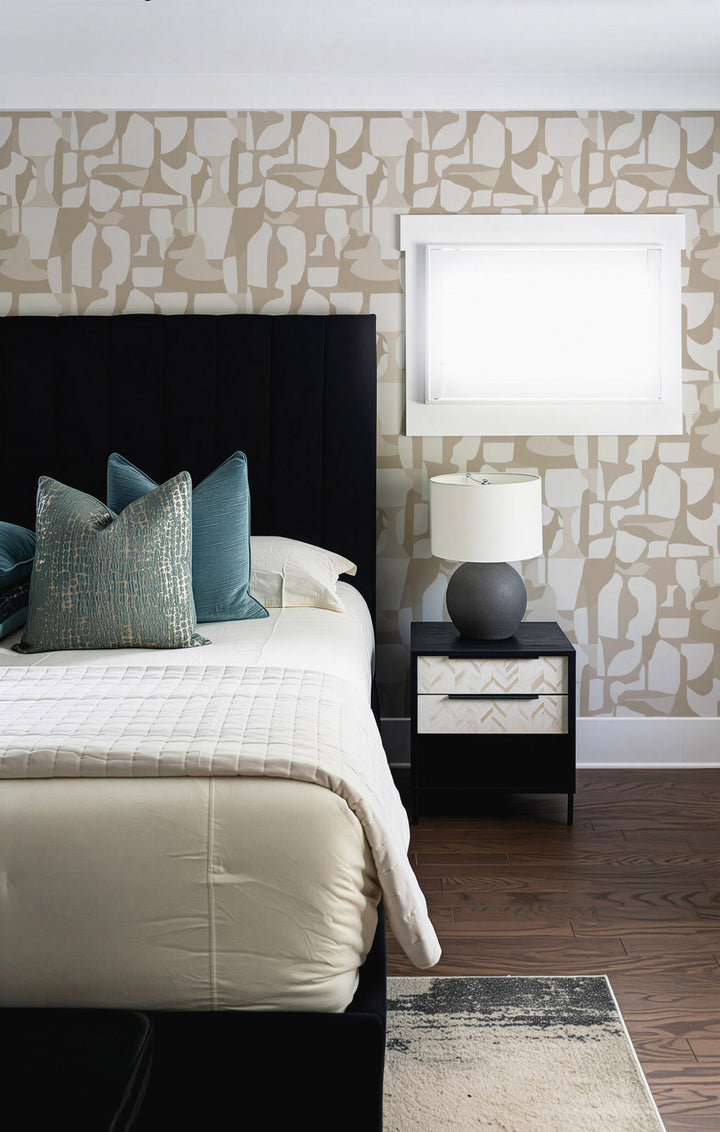 Abstract Attraction - Cream Taupe Wallpaper by Blessed Little Bungalow