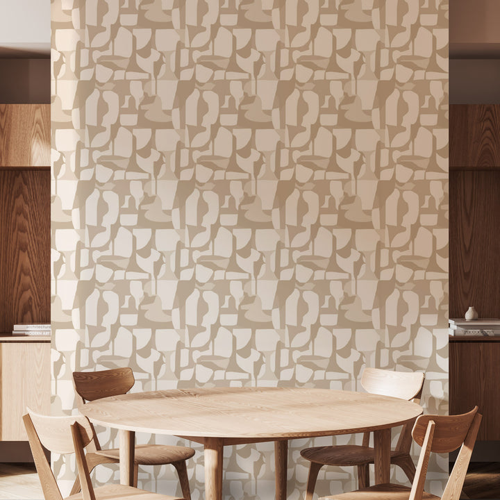 Abstract Attraction - Cream Taupe Wallpaper by Blessed Little Bungalow