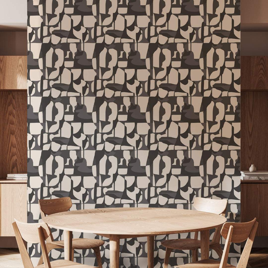 Abstract Attraction - Neutral Black Wallpaper by Blessed Little Bungalow
