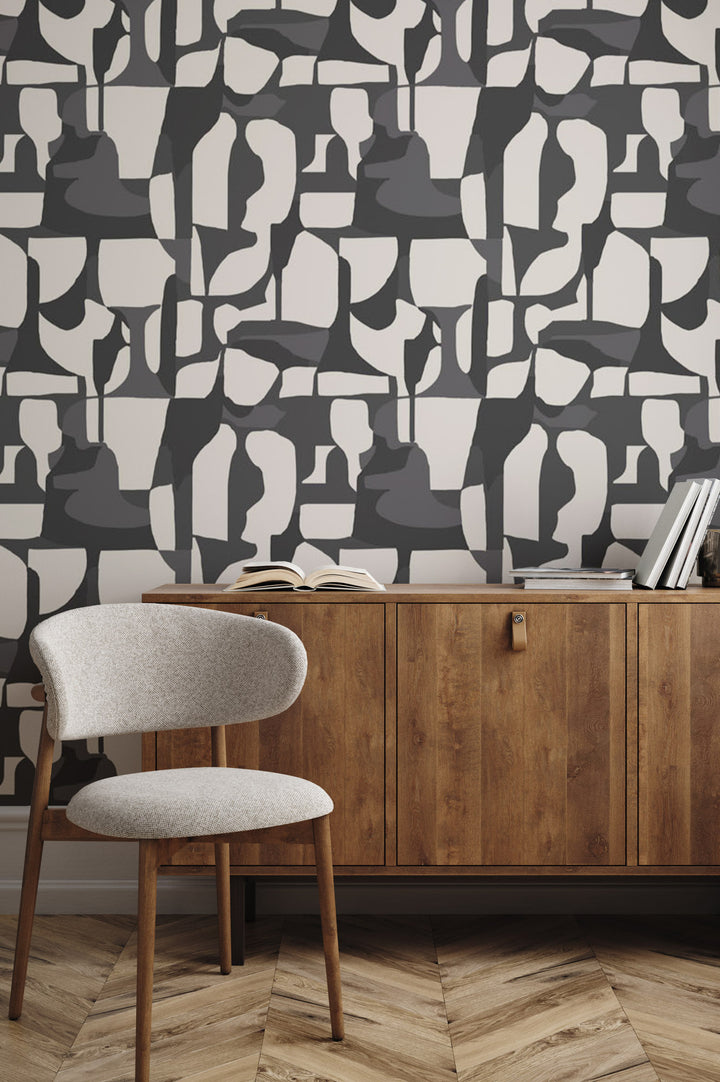 Abstract Attraction - Neutral Black Wallpaper by Blessed Little Bungalow