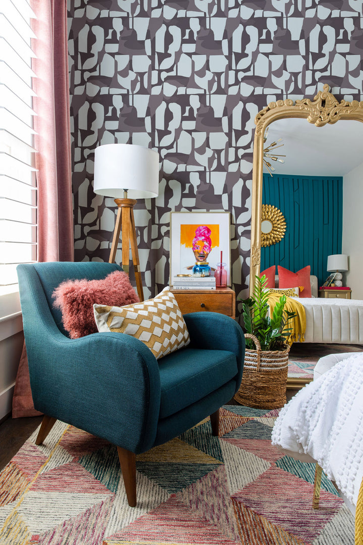 Abstract Attraction - Raisin Wallpaper by Blessed Little Bungalow
