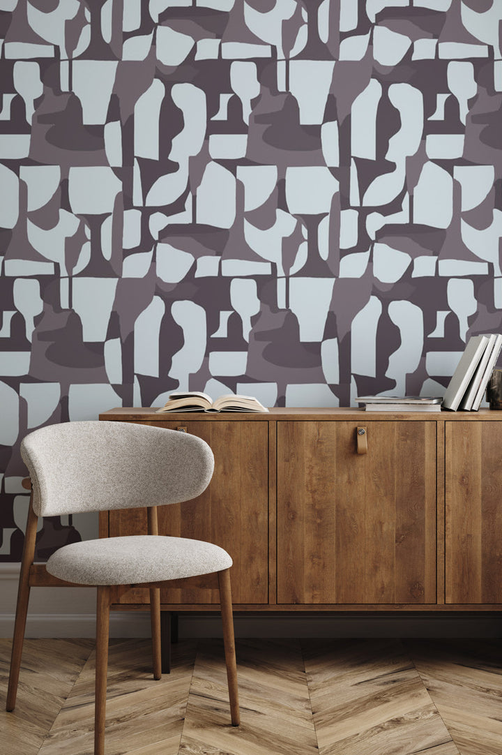 Abstract Attraction - Raisin Wallpaper by Blessed Little Bungalow
