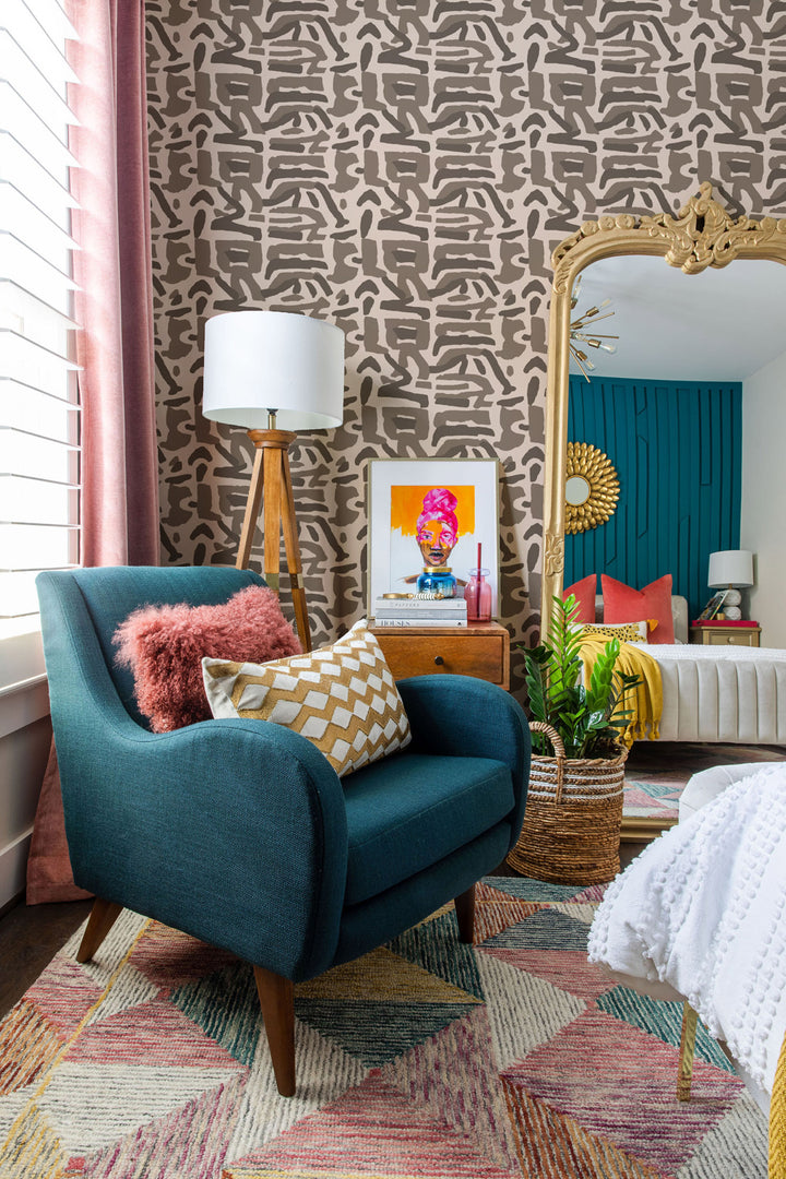 Tribal Traditions - Blush Brown Wallpaper by Blessed Little Bungalow