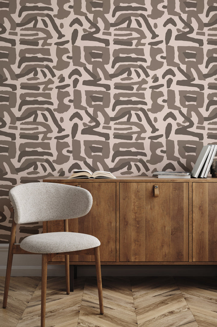 Tribal Traditions - Blush Brown Wallpaper by Blessed Little Bungalow
