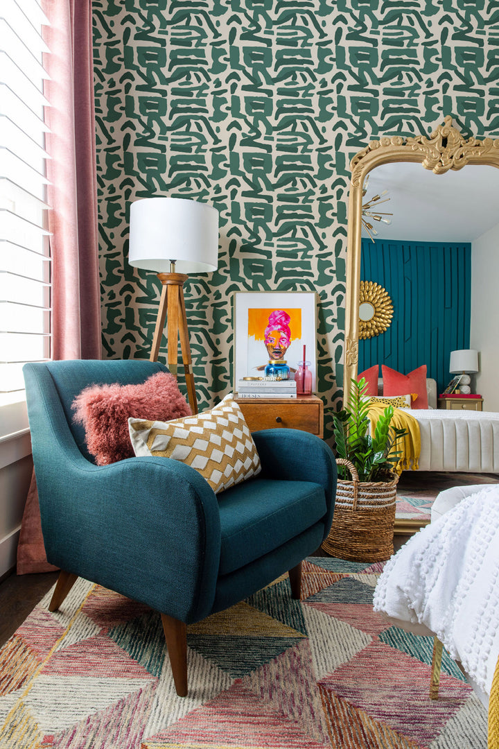 Tribal Traditions - Emerald Wallpaper by Blessed Little Bungalow