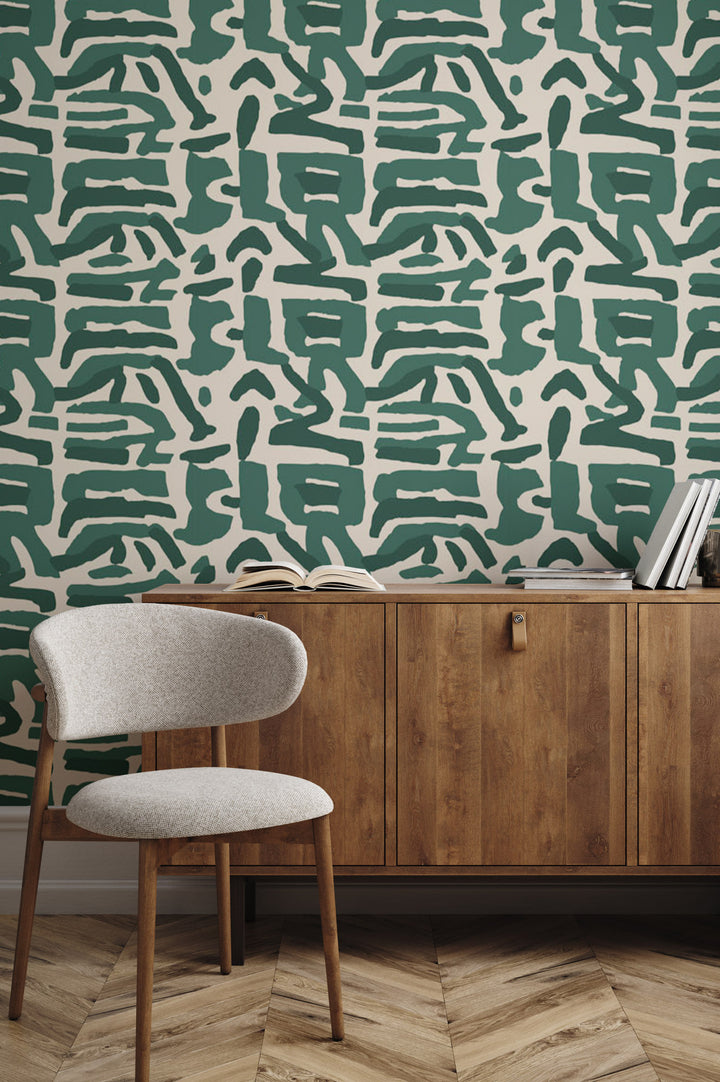 Tribal Traditions - Emerald Wallpaper by Blessed Little Bungalow