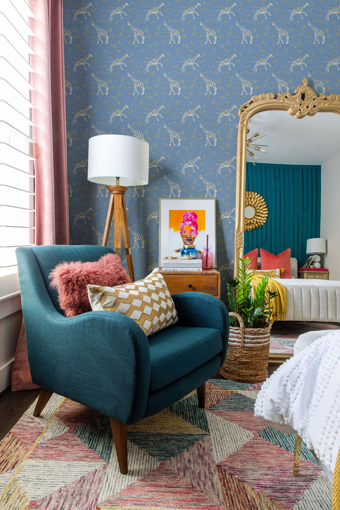 Gentle Giraffe - Periwinkle Wallpaper by Blessed Little Bungalow