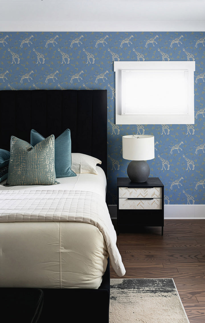 Gentle Giraffe - Periwinkle Wallpaper by Blessed Little Bungalow