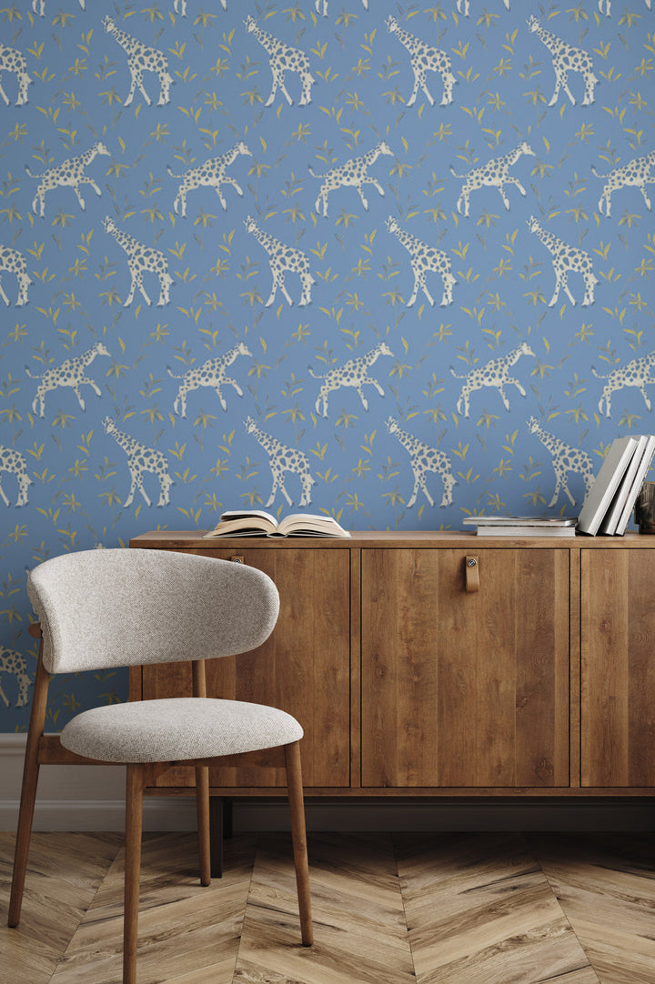 Gentle Giraffe - Periwinkle Wallpaper by Blessed Little Bungalow