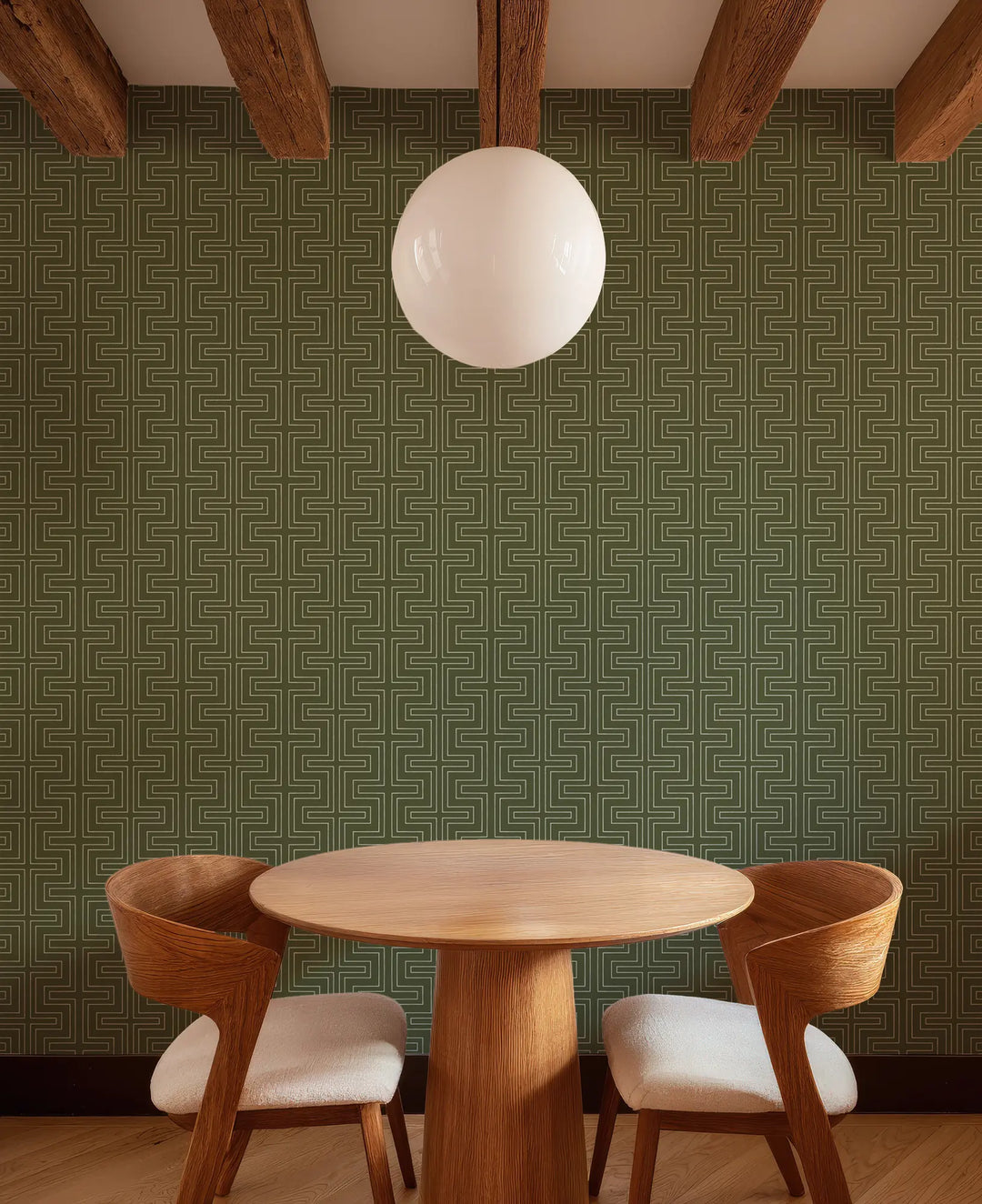 Halsted Geometric - Deep Olive Wallpaper