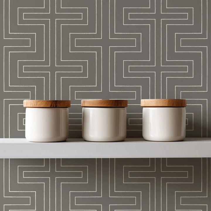 Halsted Geometric - Muted Brown Wallpaper