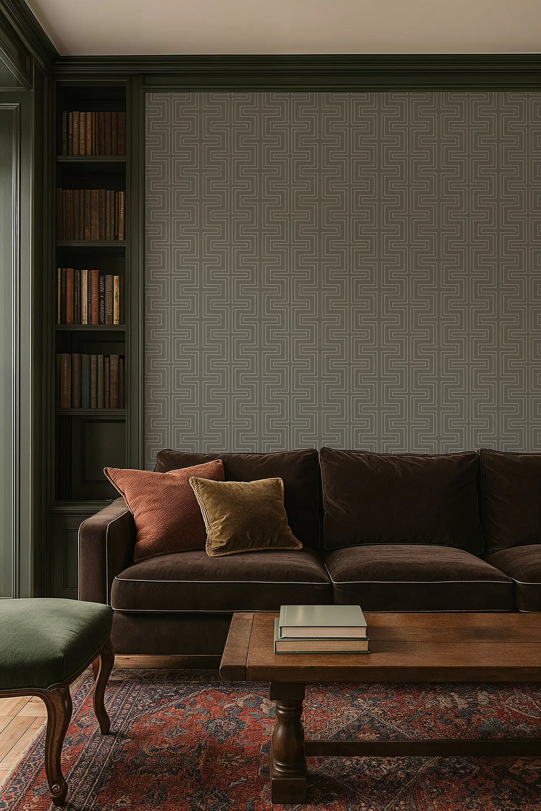 Halsted Geometric - Muted Brown Wallpaper