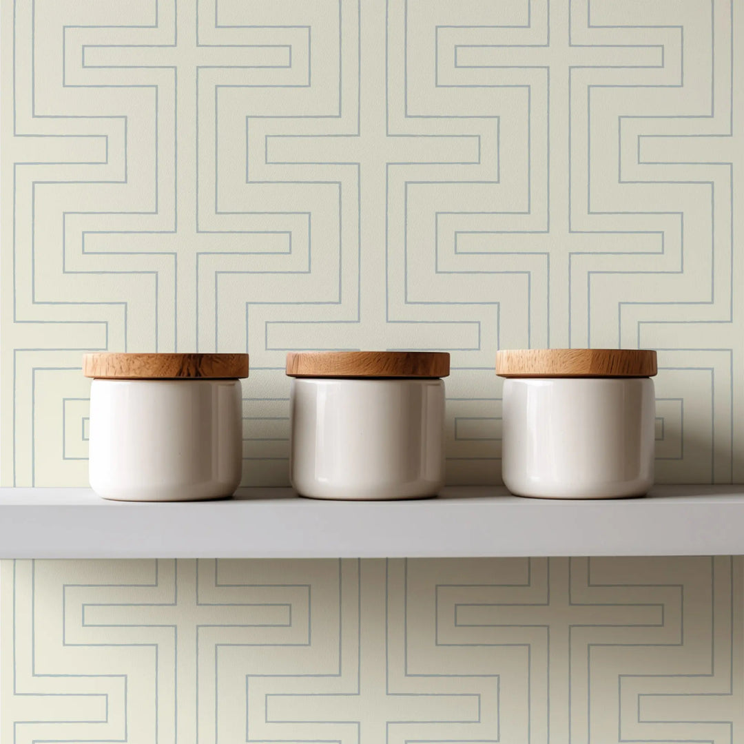 Halsted Geometric - Pale Mineral Blue Wallpaper