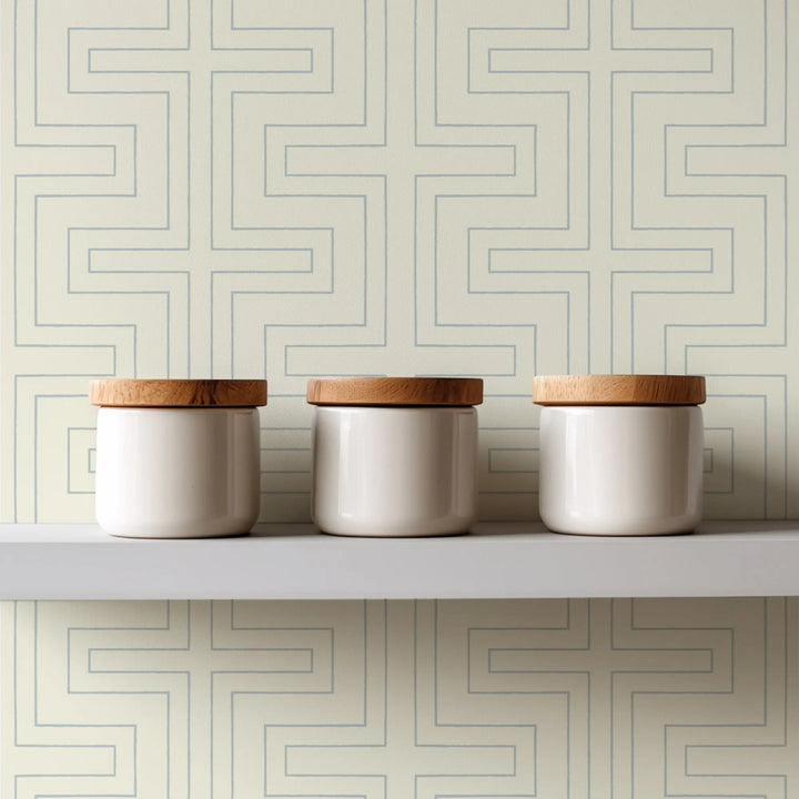 Halsted Geometric - Pale Mineral Blue Wallpaper