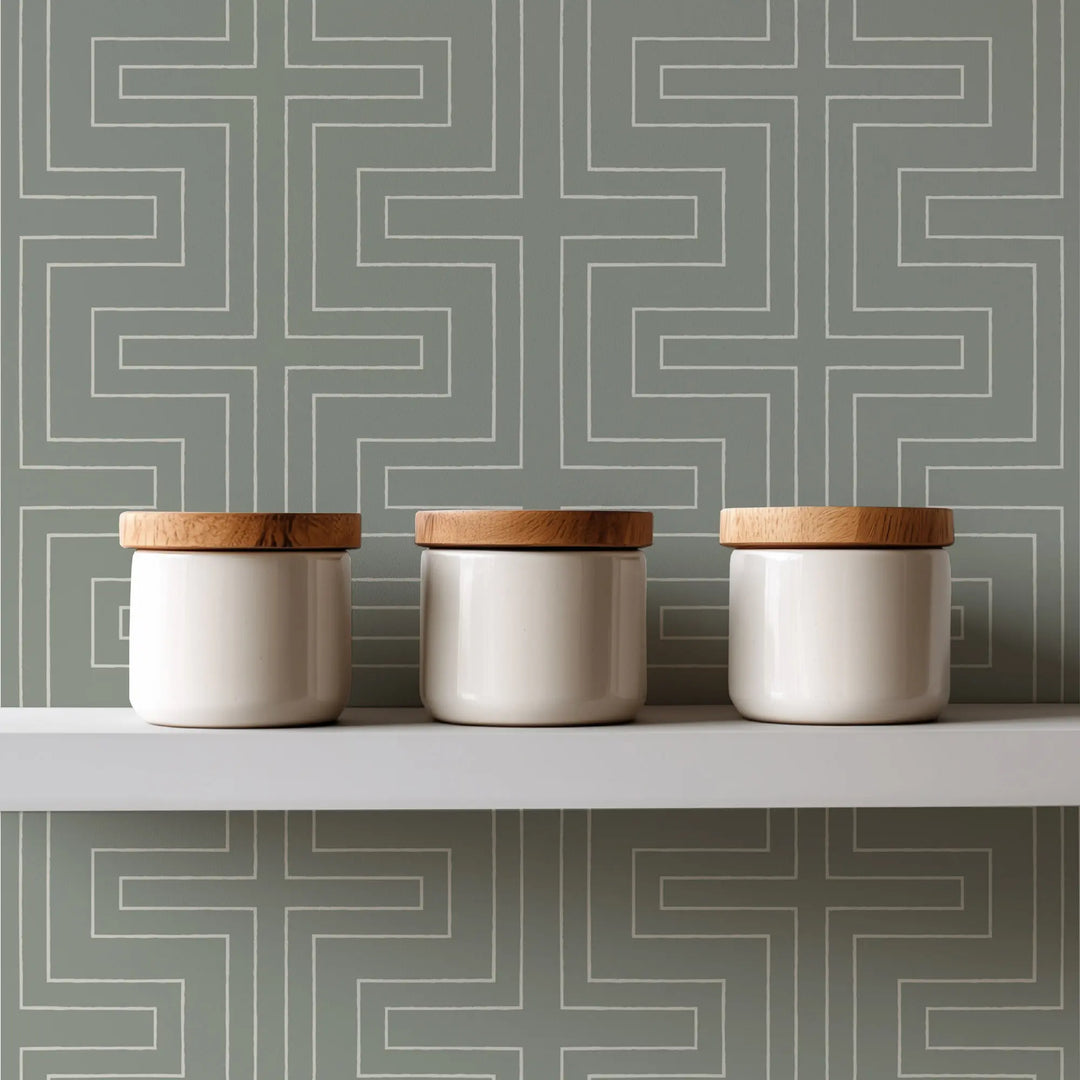 Halsted Geometric - Sage Taupe Wallpaper